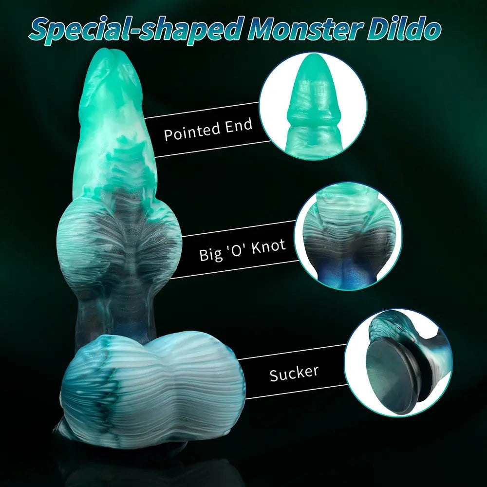 Textured knot fantasy dildo with inflatable base, photo 14
