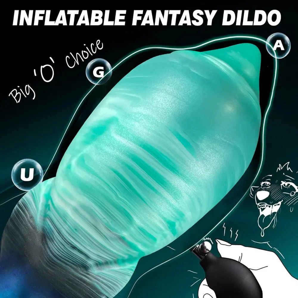 Textured knot fantasy dildo with inflatable base, photo 3