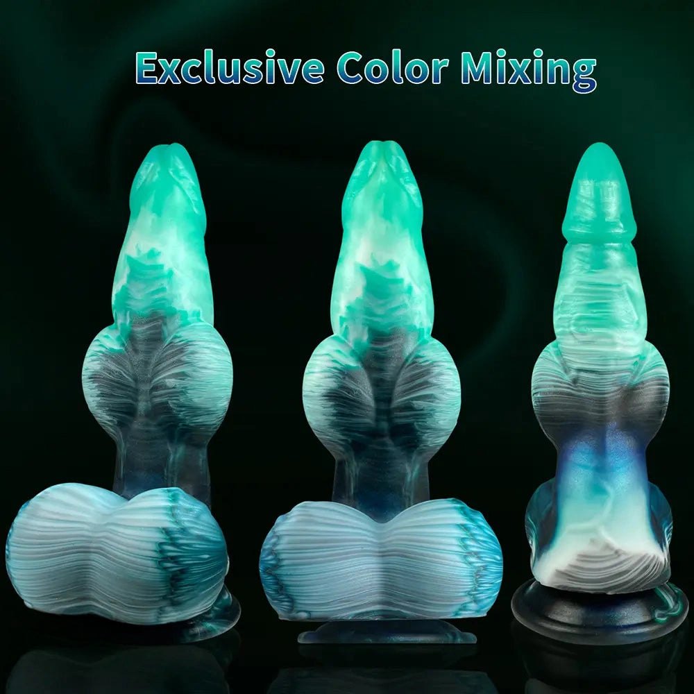 Textured knot fantasy dildo with inflatable base, photo 5