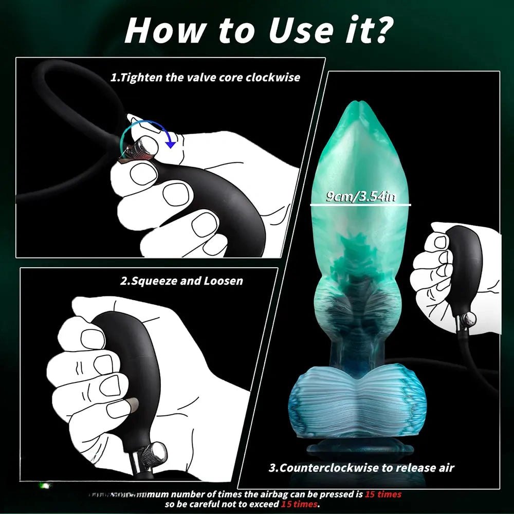 Textured knot fantasy dildo with inflatable base, photo 6