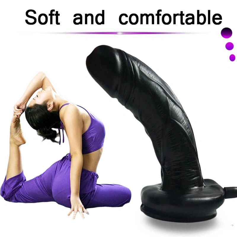 Black inflatable PVC realistic dildo, photo 2
