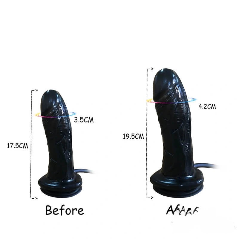 Black inflatable PVC realistic dildo, photo 5