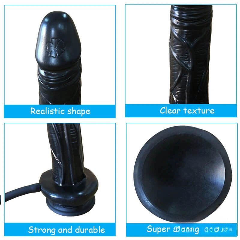 Black inflatable PVC realistic dildo, photo 6