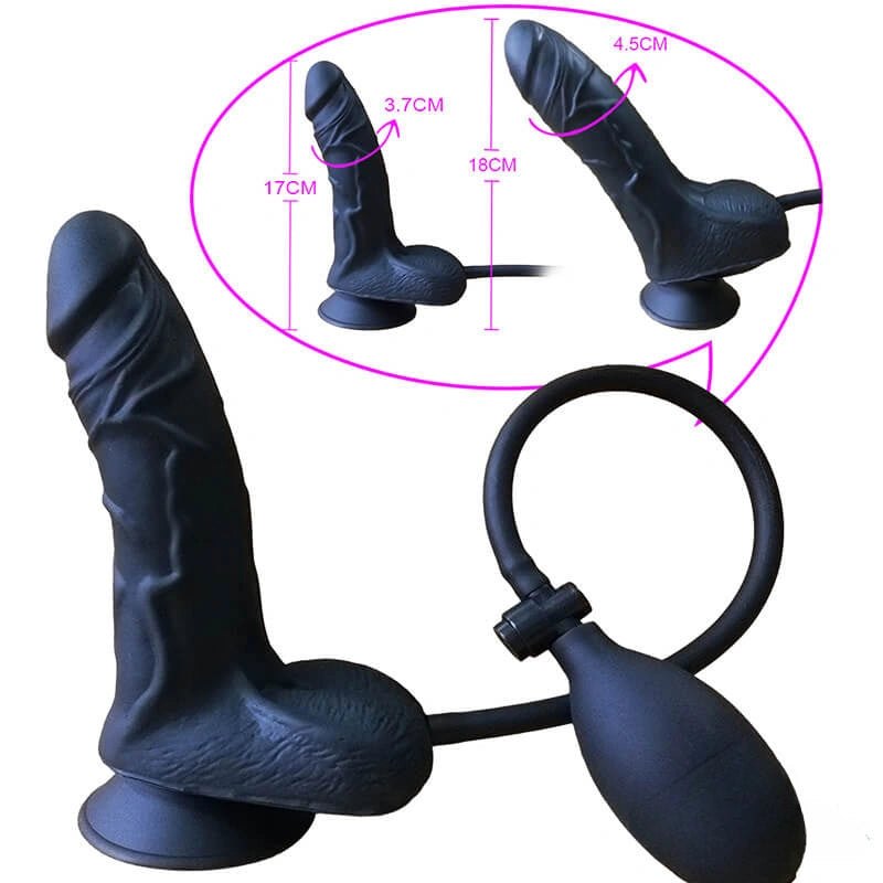Inflatable realistic silicone dildo with suction cup base, photo 2