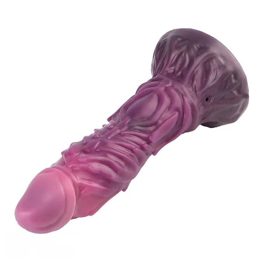 Purple ridged inflatable fantasy dildo, photo 13