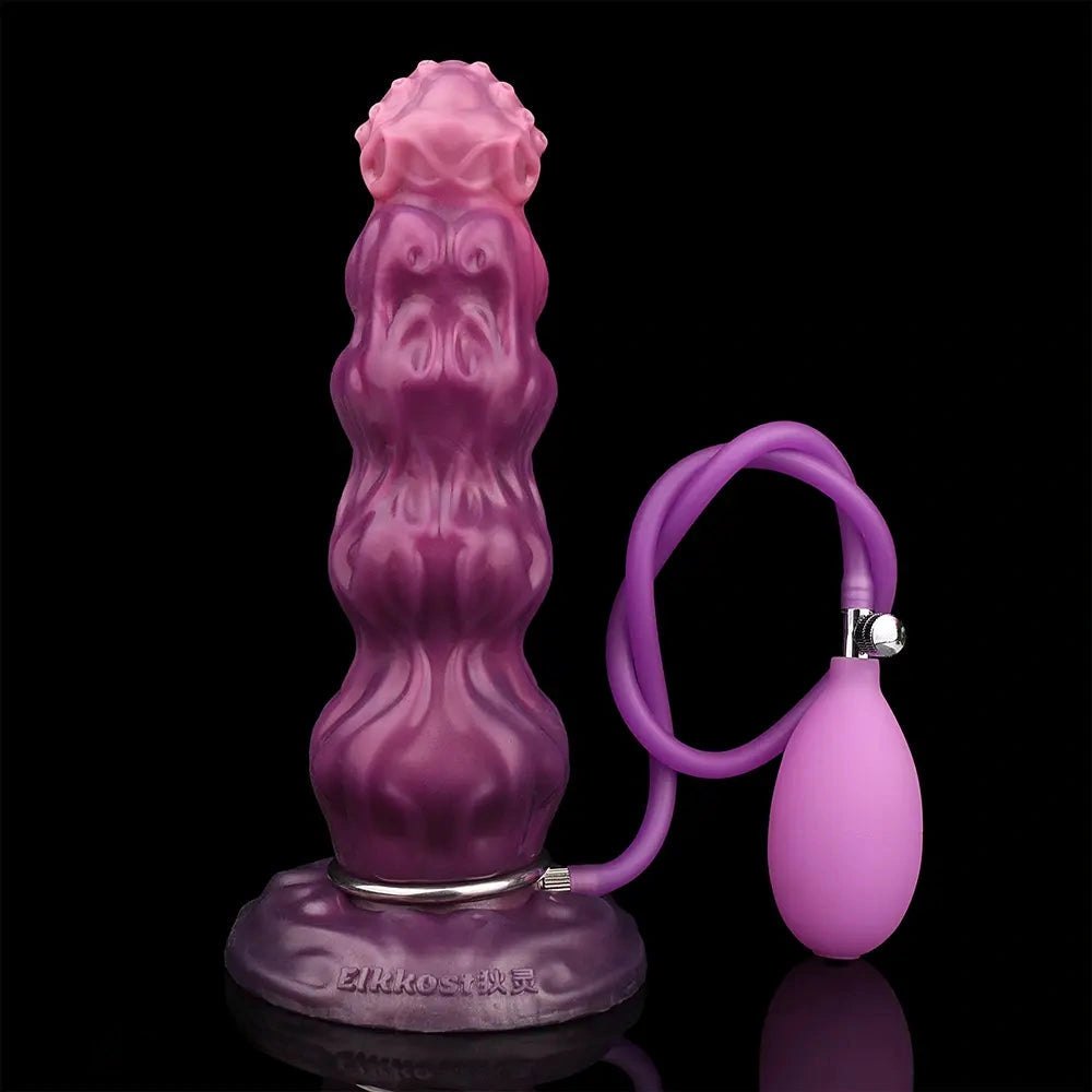 Purple and pink silicone inflatable fantasy dildo, photo 1