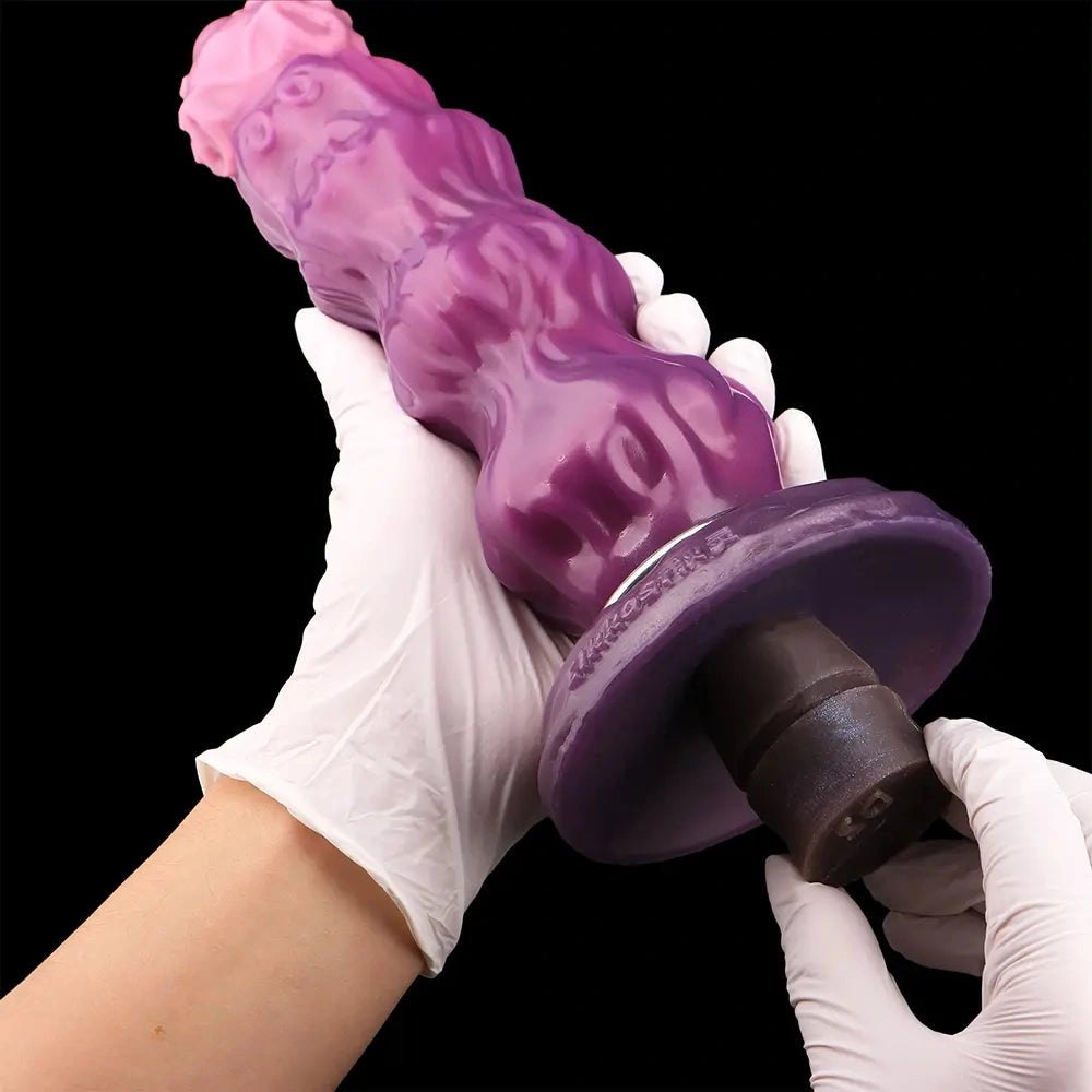 Purple and pink silicone inflatable fantasy dildo, photo 11