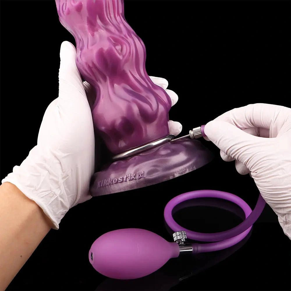 Purple and pink silicone inflatable fantasy dildo, photo 13