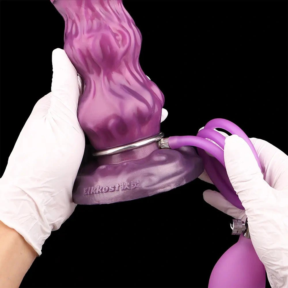 Purple and pink silicone inflatable fantasy dildo, photo 14