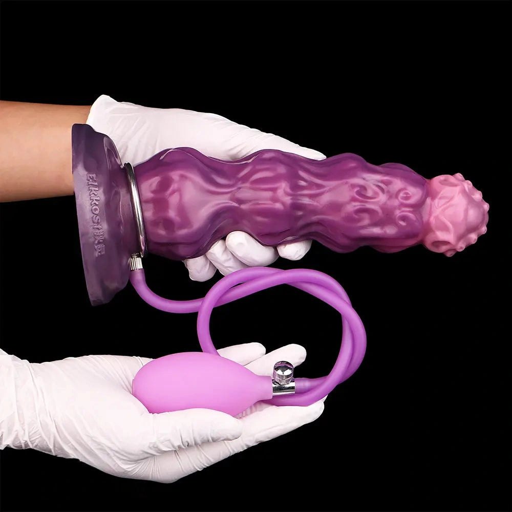 Purple and pink silicone inflatable fantasy dildo, photo 15