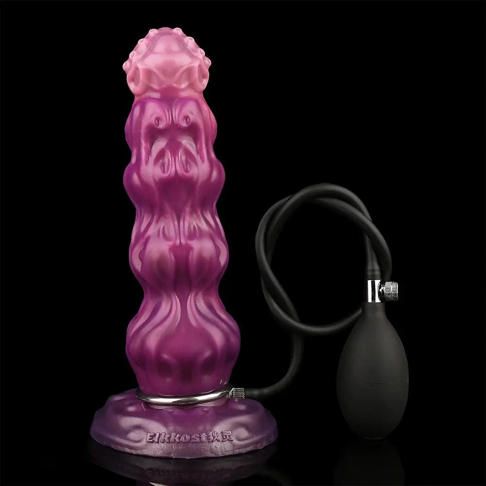 Purple and pink silicone inflatable fantasy dildo, photo 2