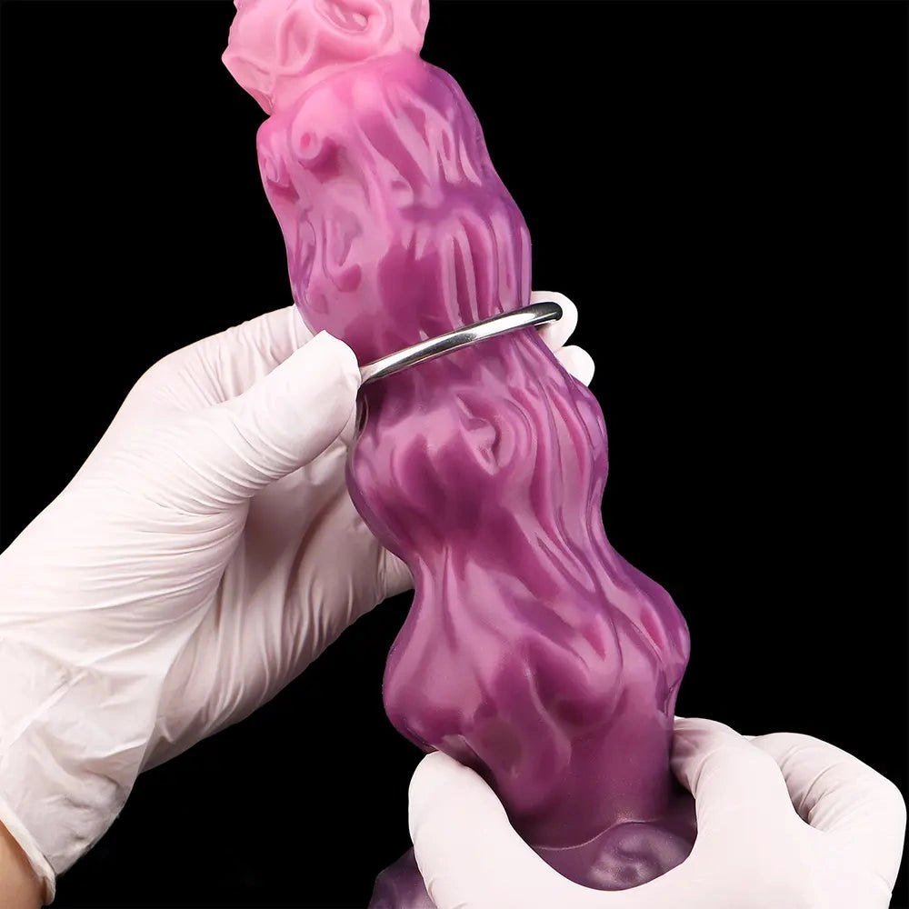 Purple and pink silicone inflatable fantasy dildo, photo 9