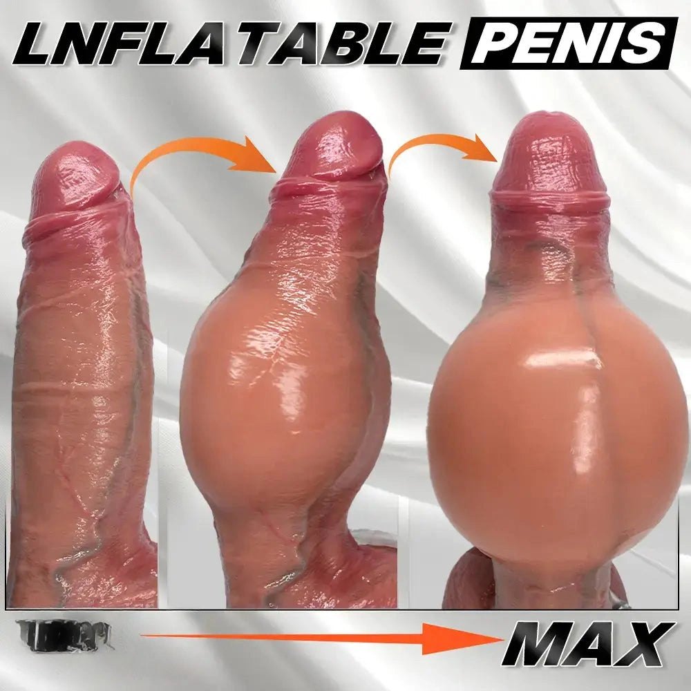 Flesh tone inflatable silicone dildo, photo 1