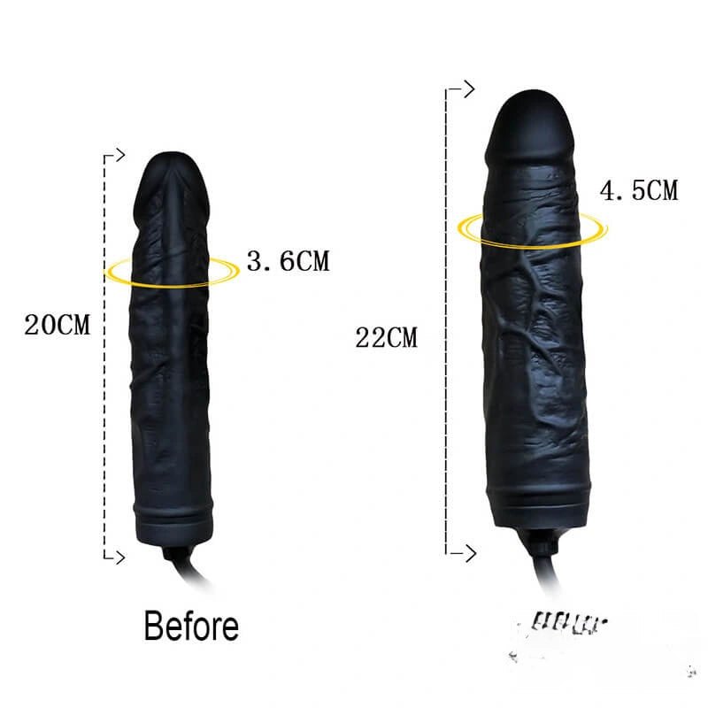 Black inflatable silicone dildo, photo 2
