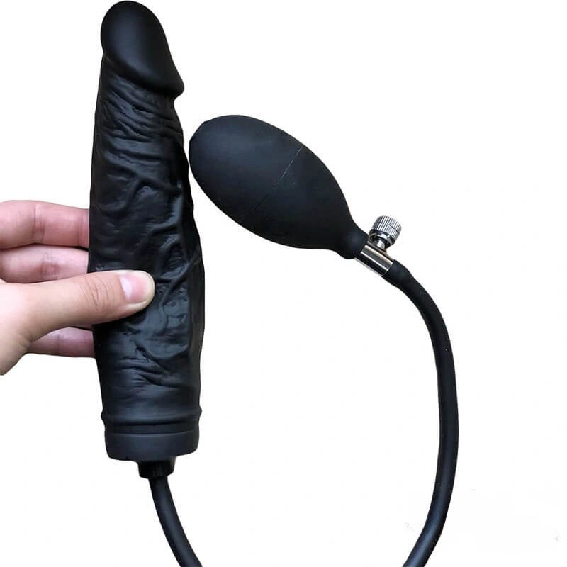 Black inflatable silicone dildo, photo 3