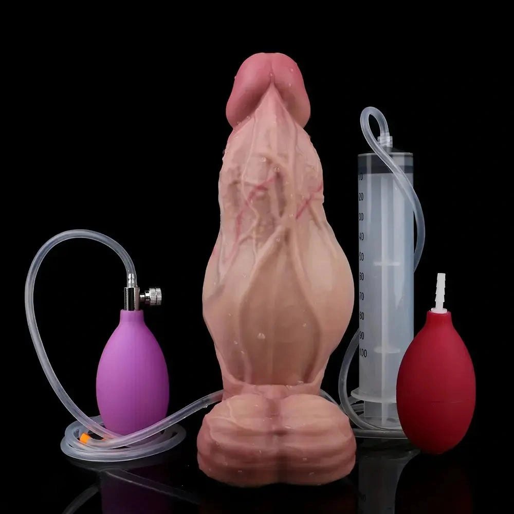 Flesh tone inflatable silicone suction cup dildo, photo 1