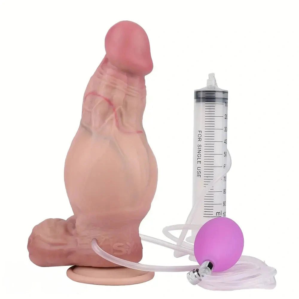 Flesh tone inflatable silicone suction cup dildo, photo 11