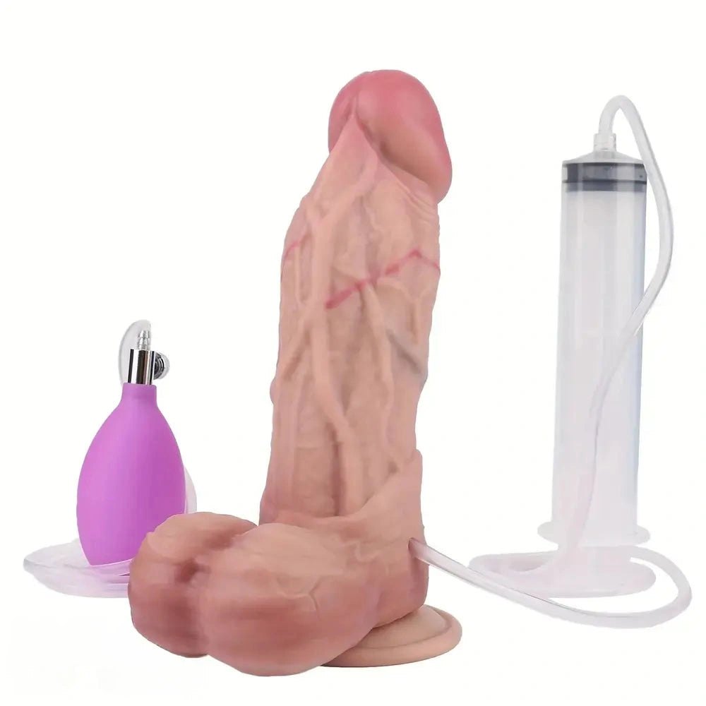 Flesh tone inflatable silicone suction cup dildo, photo 2
