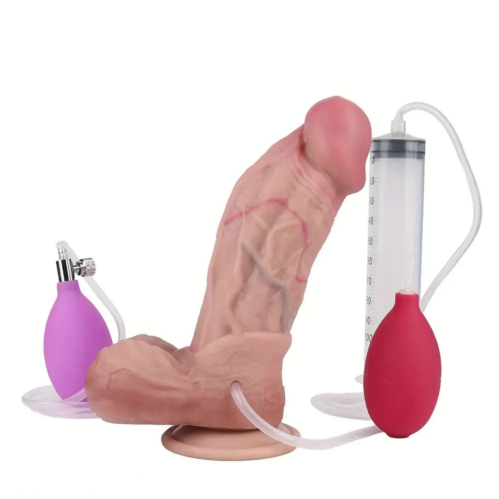 Flesh tone inflatable silicone suction cup dildo, photo 9