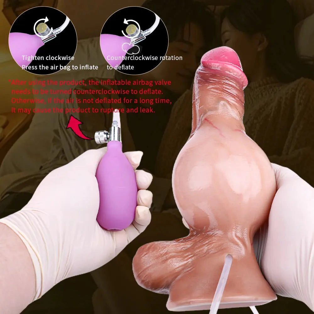 Flesh-tone inflatable silicone dildo, photo 8