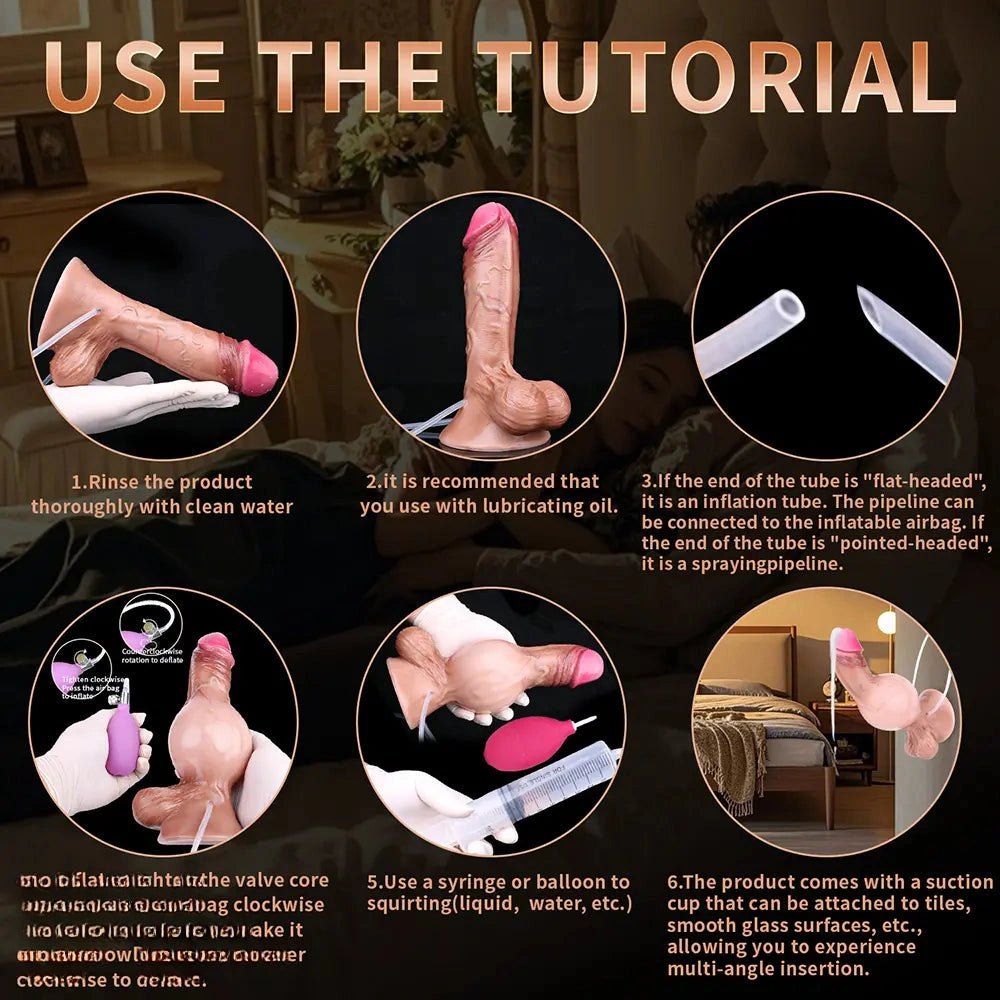 Flesh-tone inflatable silicone dildo, photo 9