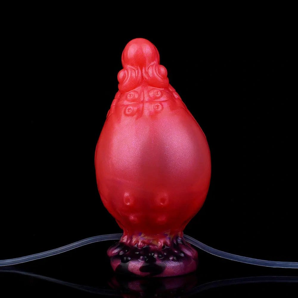 Red ridged tentacle fantasy silicone dildo, photo 12