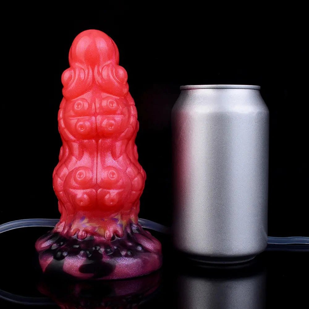 Red ridged tentacle fantasy silicone dildo, photo 13