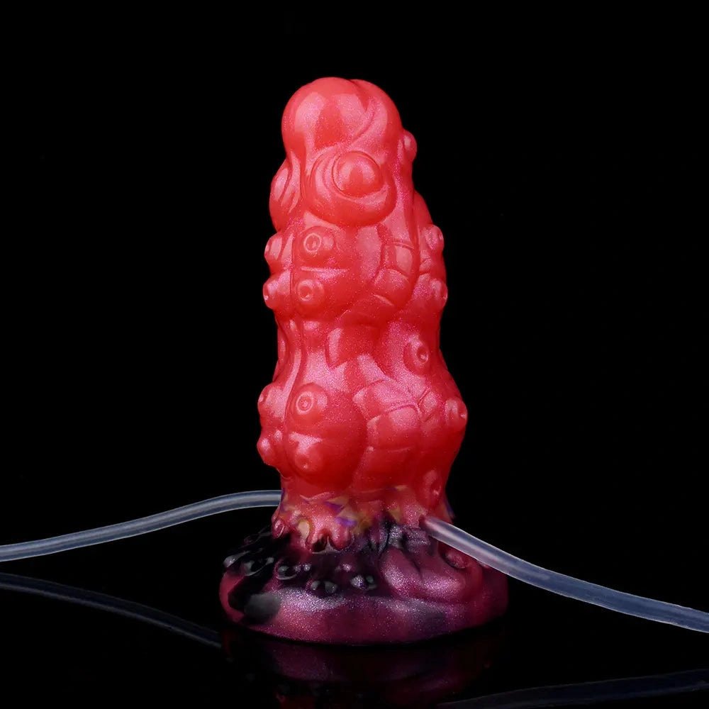 Red ridged tentacle fantasy silicone dildo, photo 14