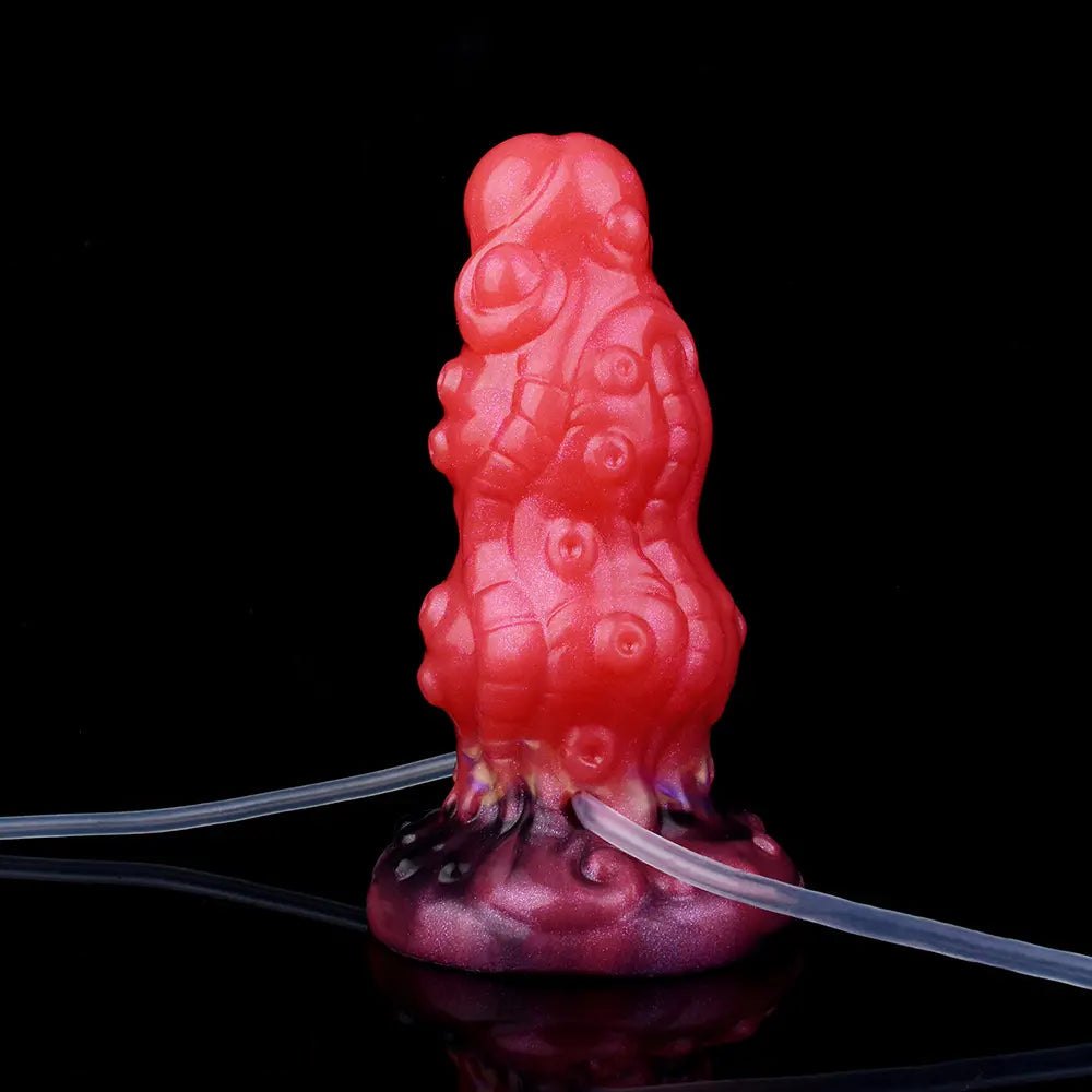 Red ridged tentacle fantasy silicone dildo, photo 15