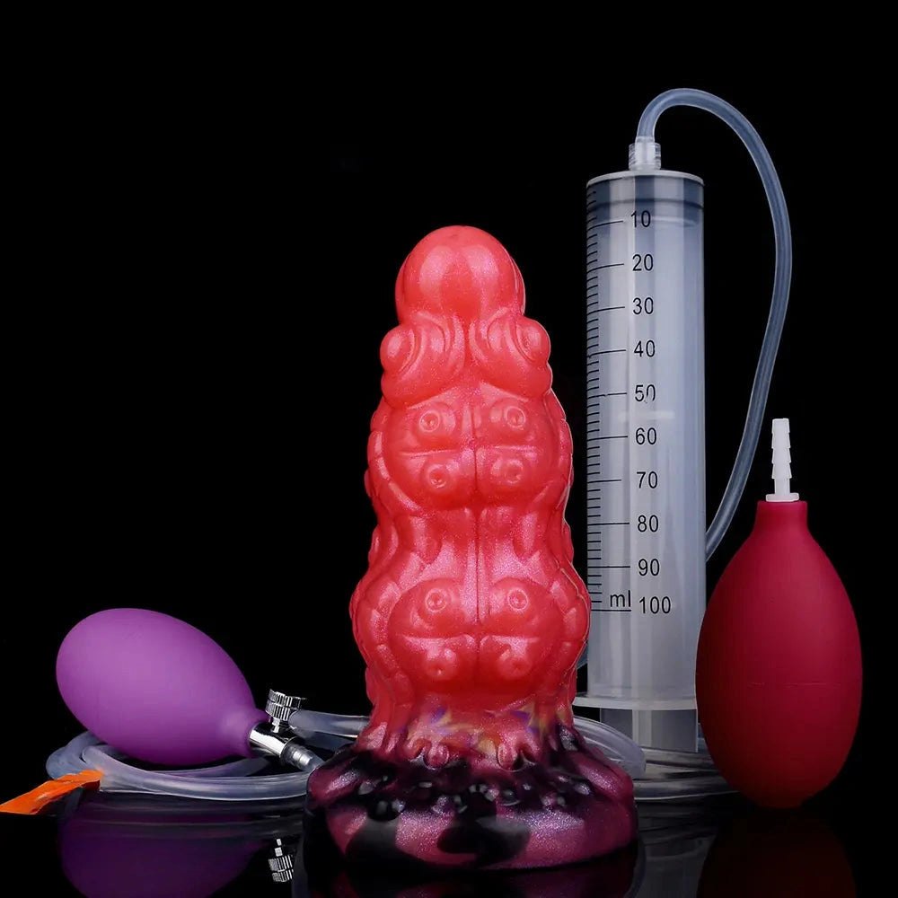 Red ridged tentacle fantasy silicone dildo, photo 18