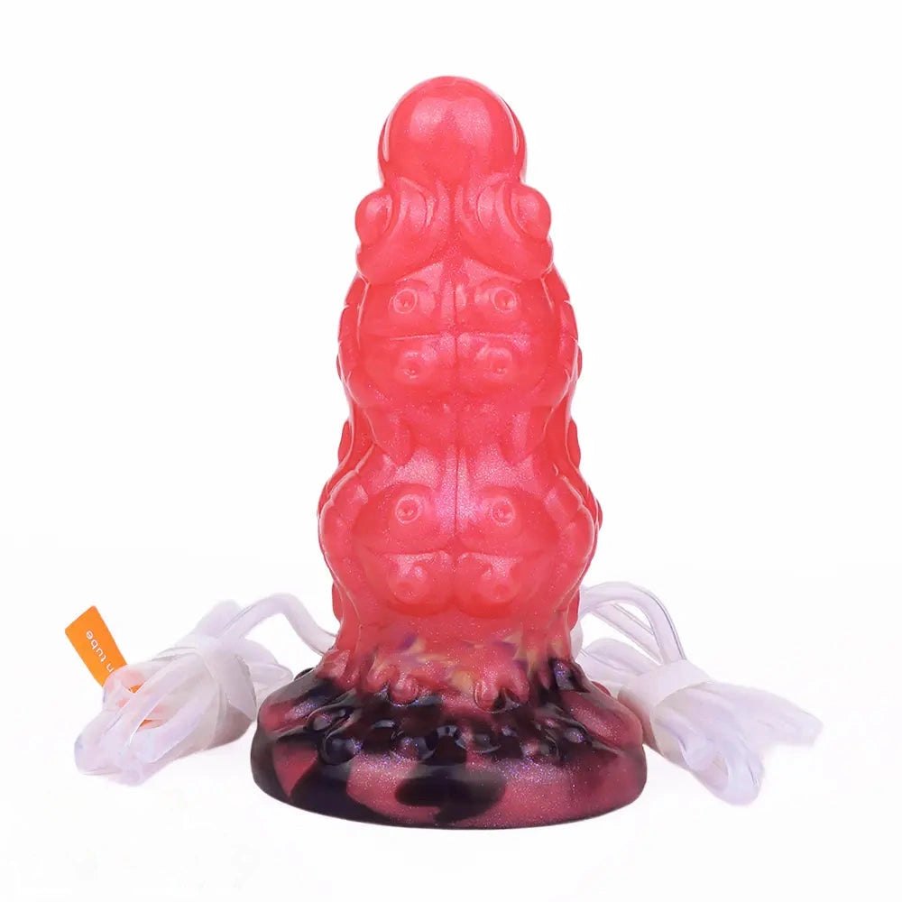Red ridged tentacle fantasy silicone dildo, photo 2