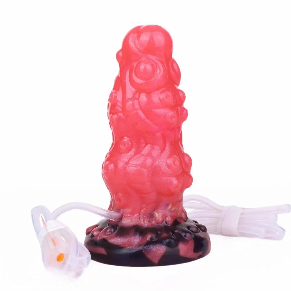Red ridged tentacle fantasy silicone dildo, photo 3