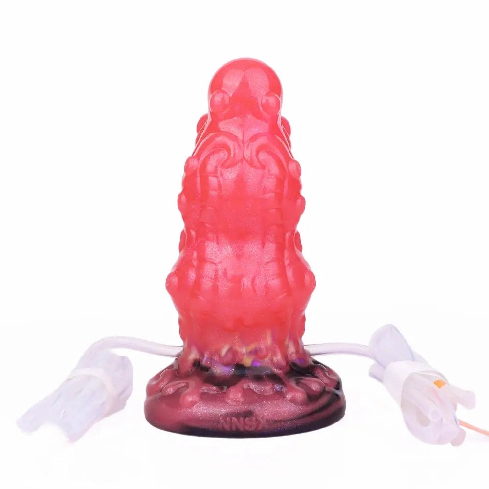 Red ridged tentacle fantasy silicone dildo, photo 4
