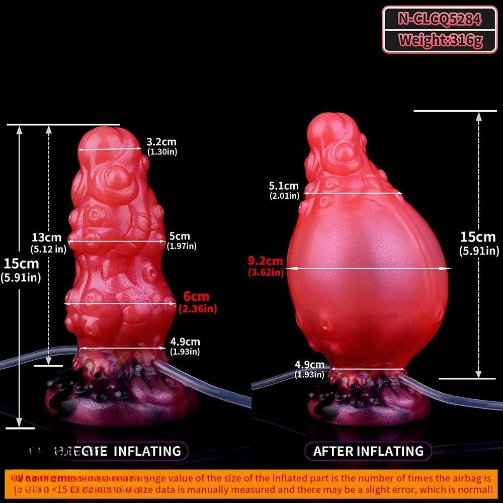 Red ridged tentacle fantasy silicone dildo, photo 7