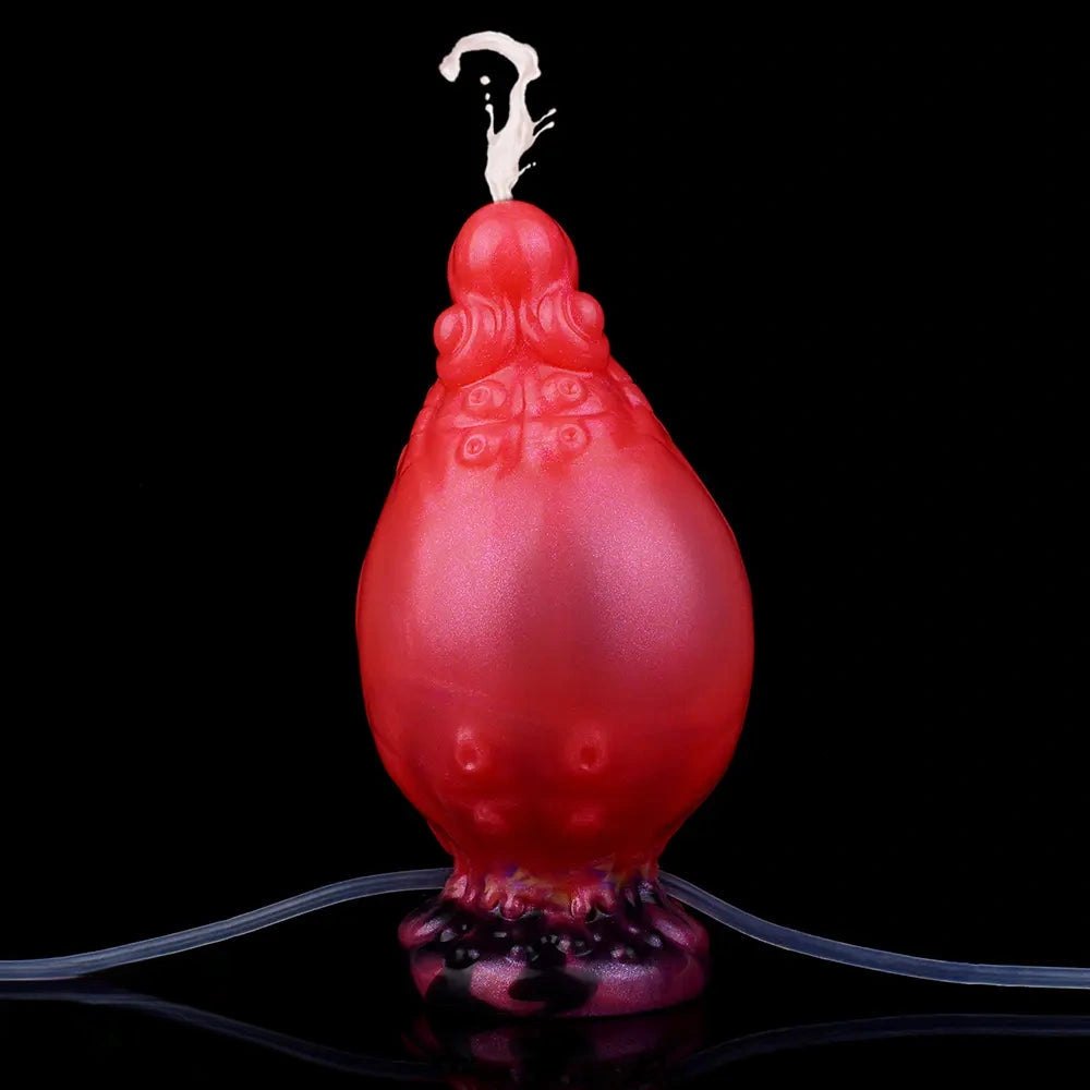 Red ridged tentacle fantasy silicone dildo, photo 8