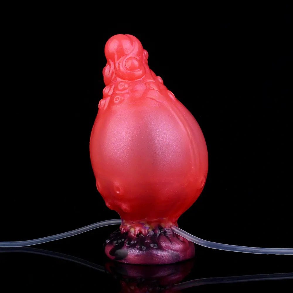 Red ridged tentacle fantasy silicone dildo, photo 9