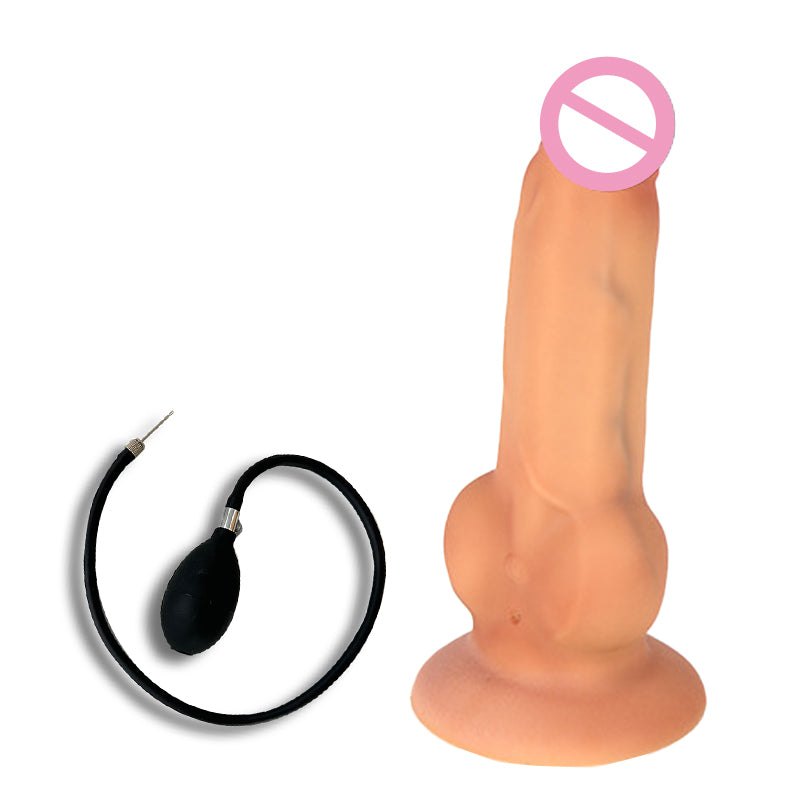 Flesh inflatable vibrating silicone dildo with remote control