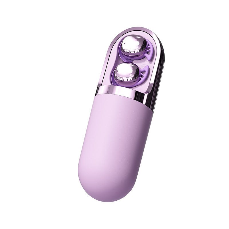 Pink capsule-shaped wireless vibration massager earbuds