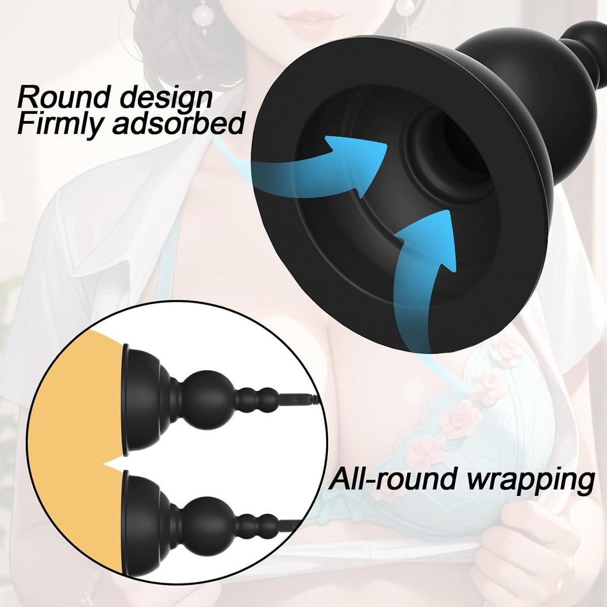 Black silicone nipple suction stimulator pair, photo 4