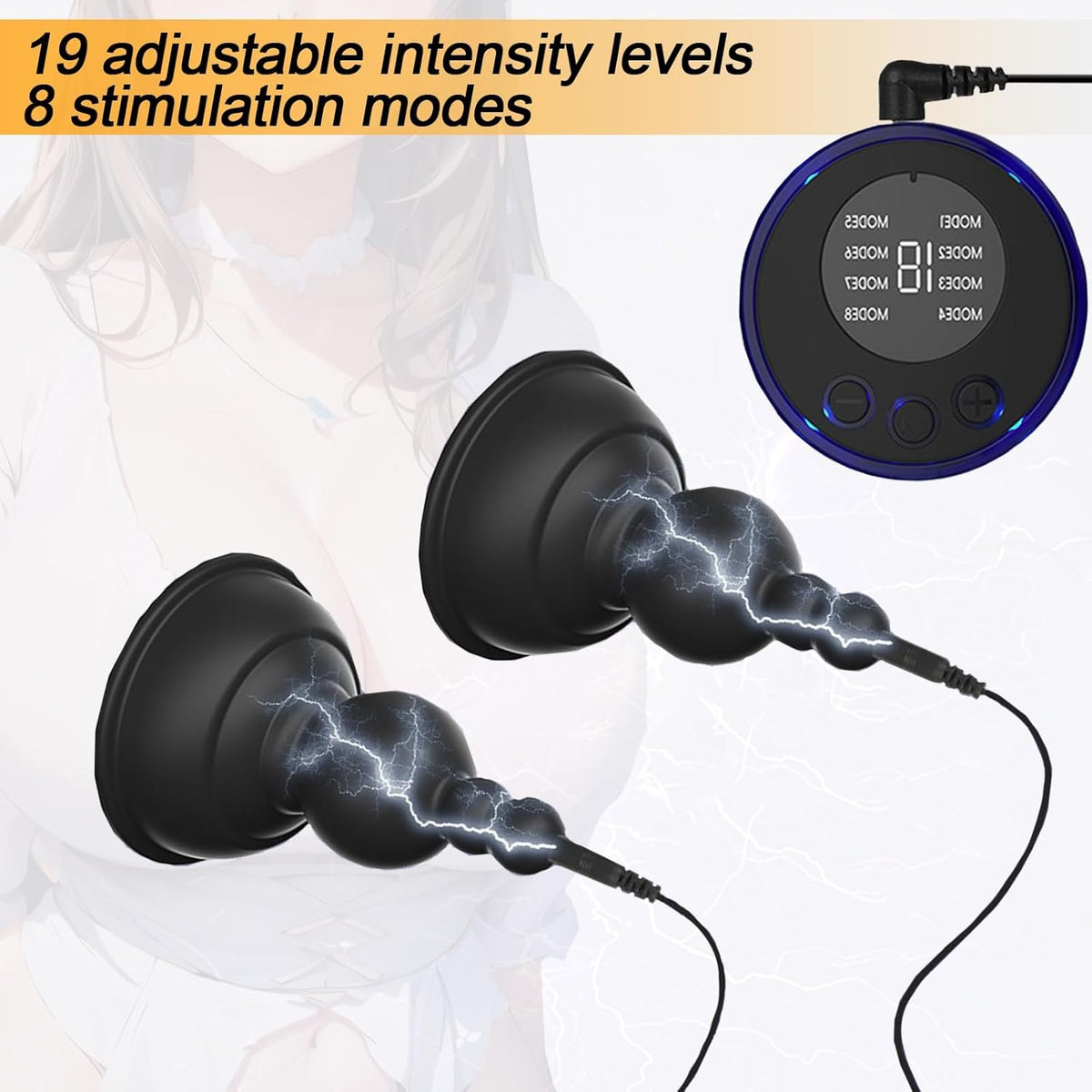 Black silicone nipple suction stimulator pair, photo 5