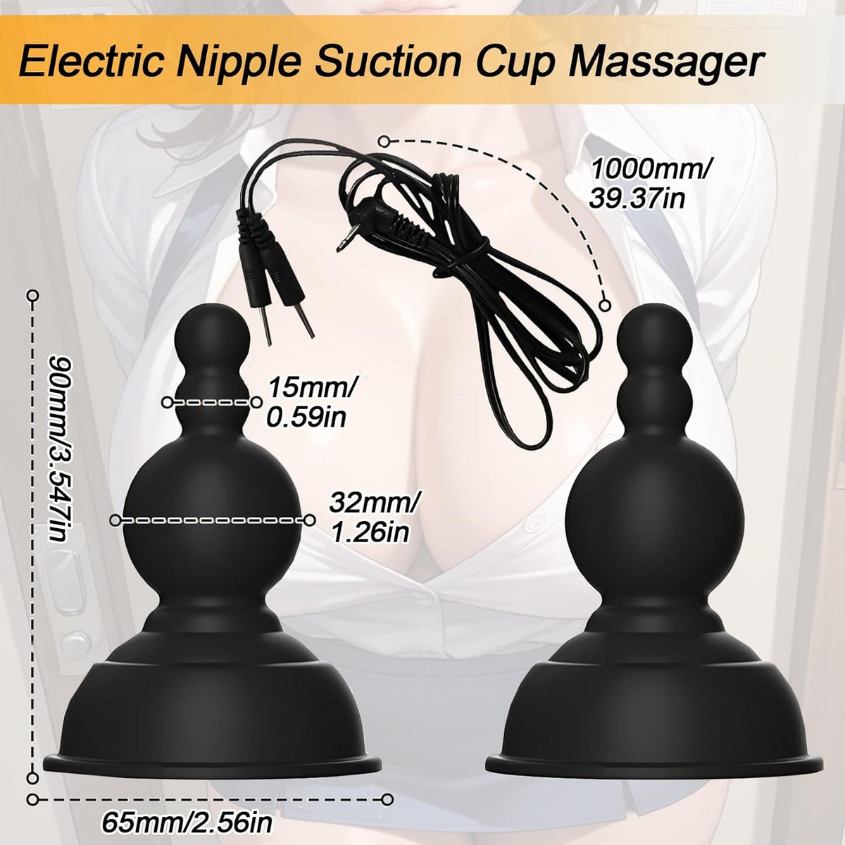 Black silicone nipple suction stimulator pair, photo 8