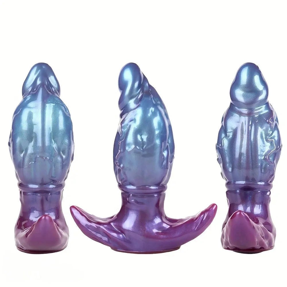 Blue-purple iridescent silicone anal plug, photo 2