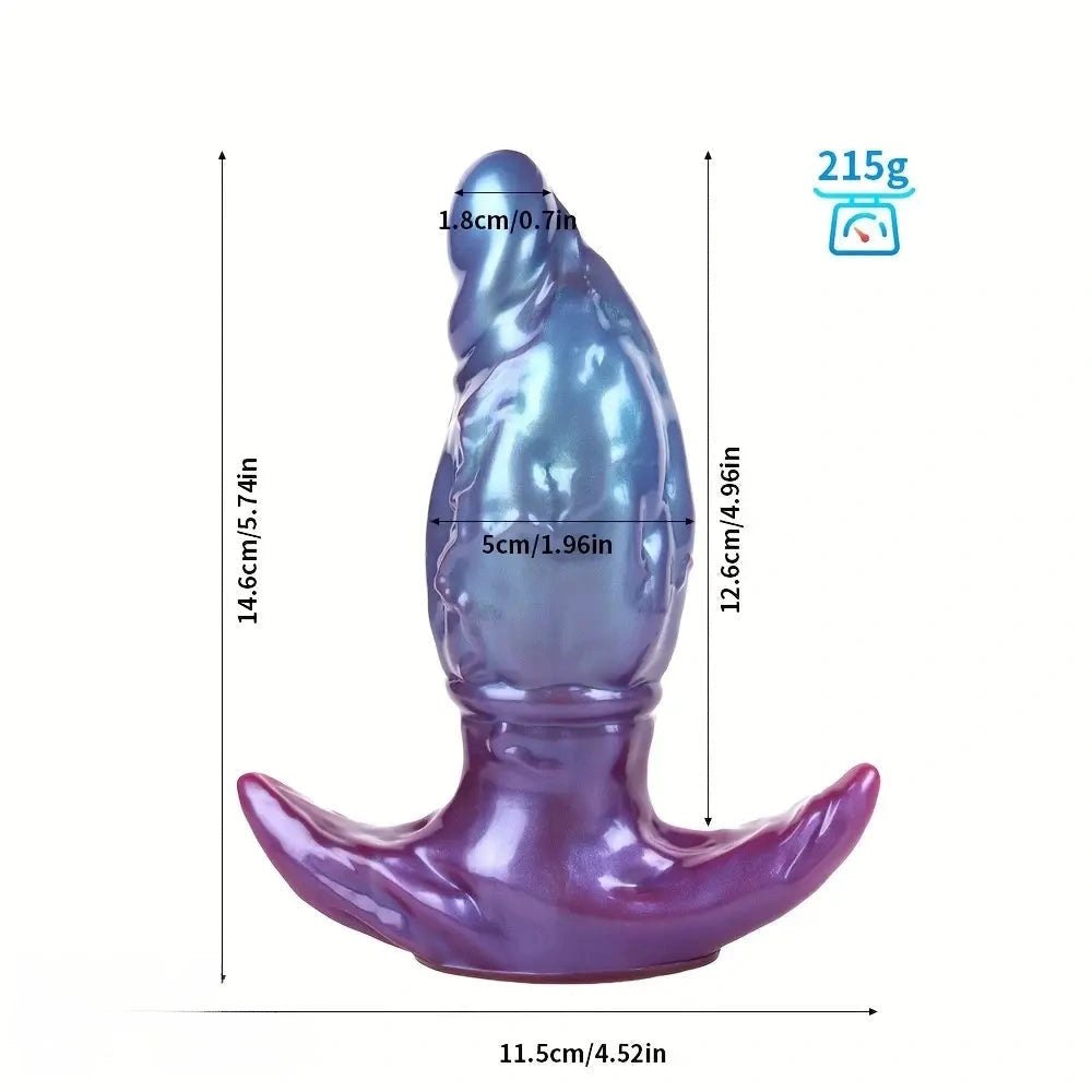 Blue-purple iridescent silicone anal plug, photo 9