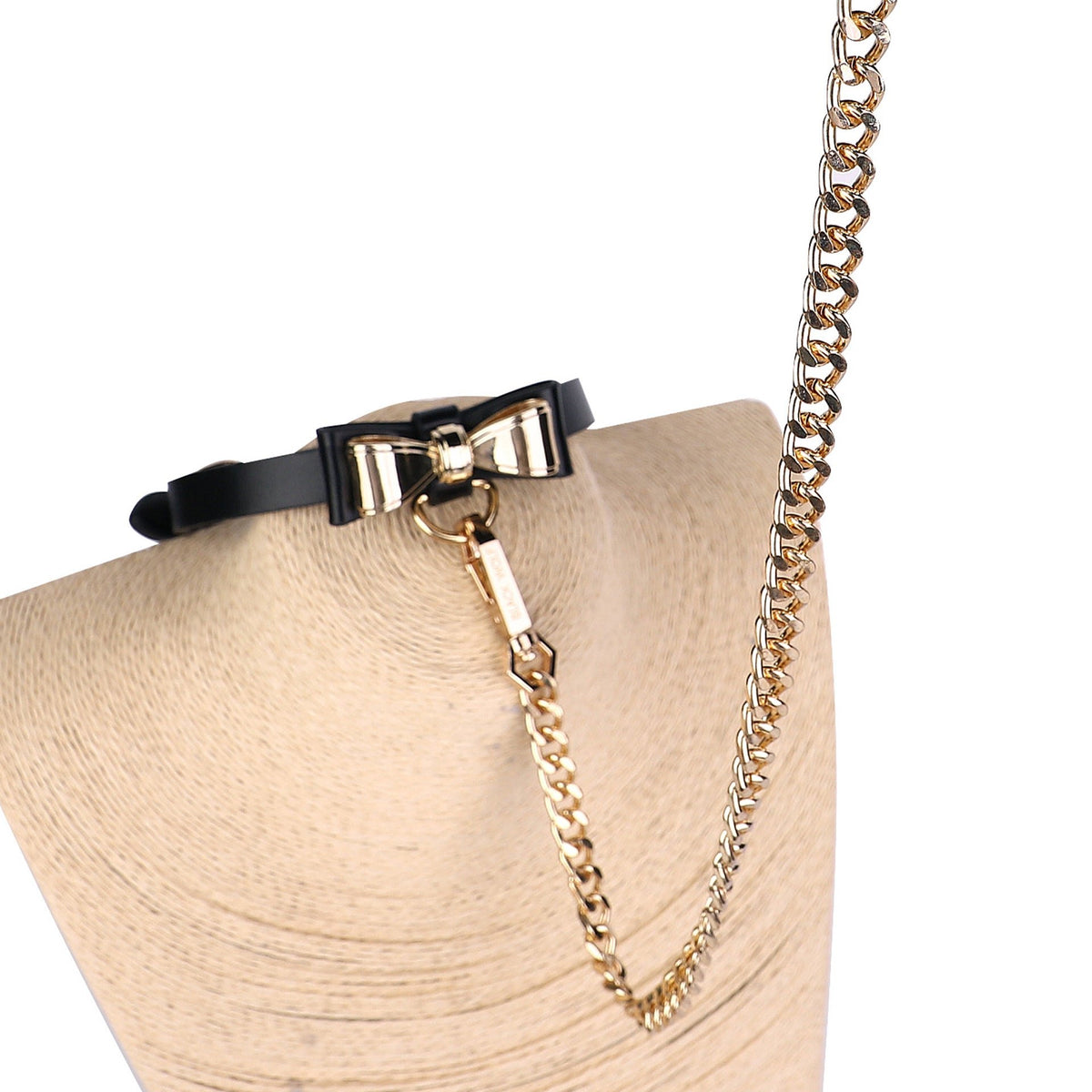 Iridescent gold bow PU collar and leash set, photo 5