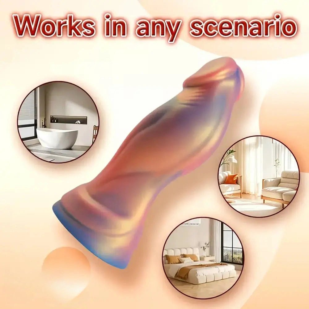 Iridescent bumpy fantasy dildo, photo 7