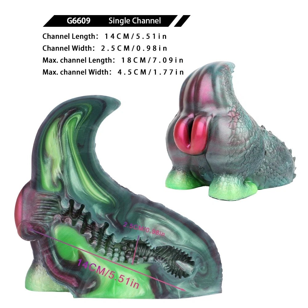 Iridescent teal and rose lizard scale masturbator, photo 12