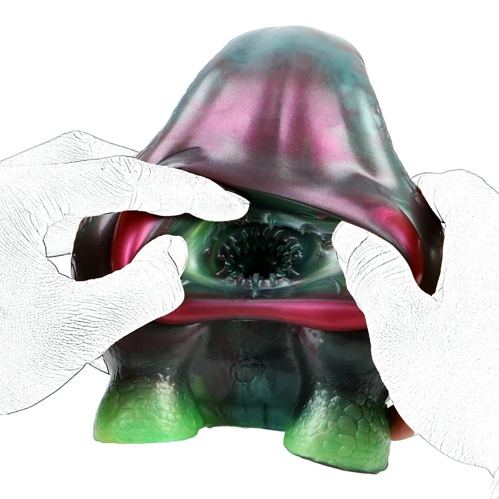 Iridescent teal and rose lizard scale masturbator, photo 3