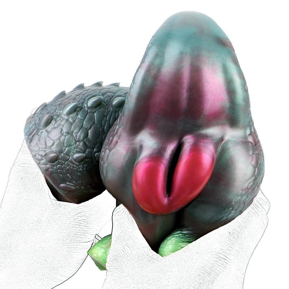 Iridescent teal and rose lizard scale masturbator, photo 8