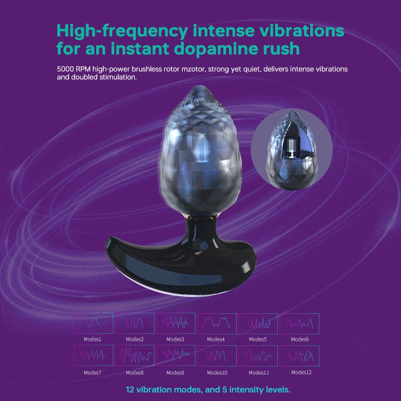 Black jeweled app-controlled anal plug, photo 4