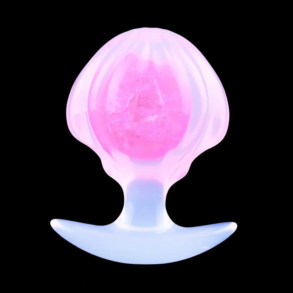 Pink jeweled silicone butt plug with flared base